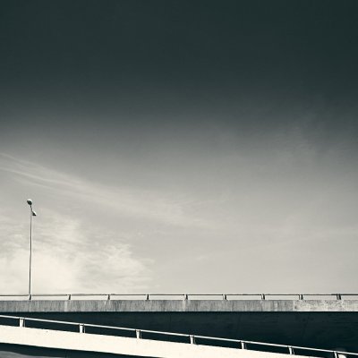 Highway bridge infrastructure in Berlin Wilmersdorf with modern street lighting
