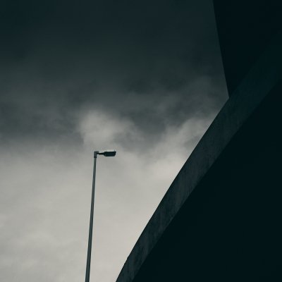 Street lamp and highway bridge, Berlin Wilmersdorf